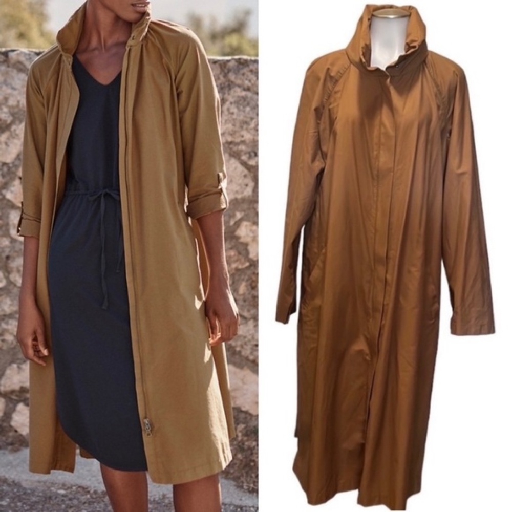 Garnet Hill Longline Modern Trench Coat Jacket Size XL